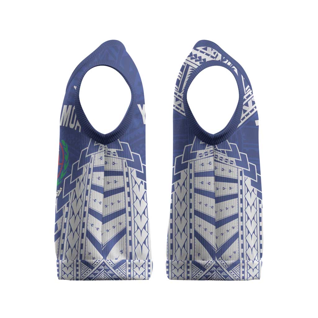 Toa Samoa Rugby Custom Christmas Knitted V-Neck Vest Go Champions Pacific Samoan Pattern - Polynesian Pride