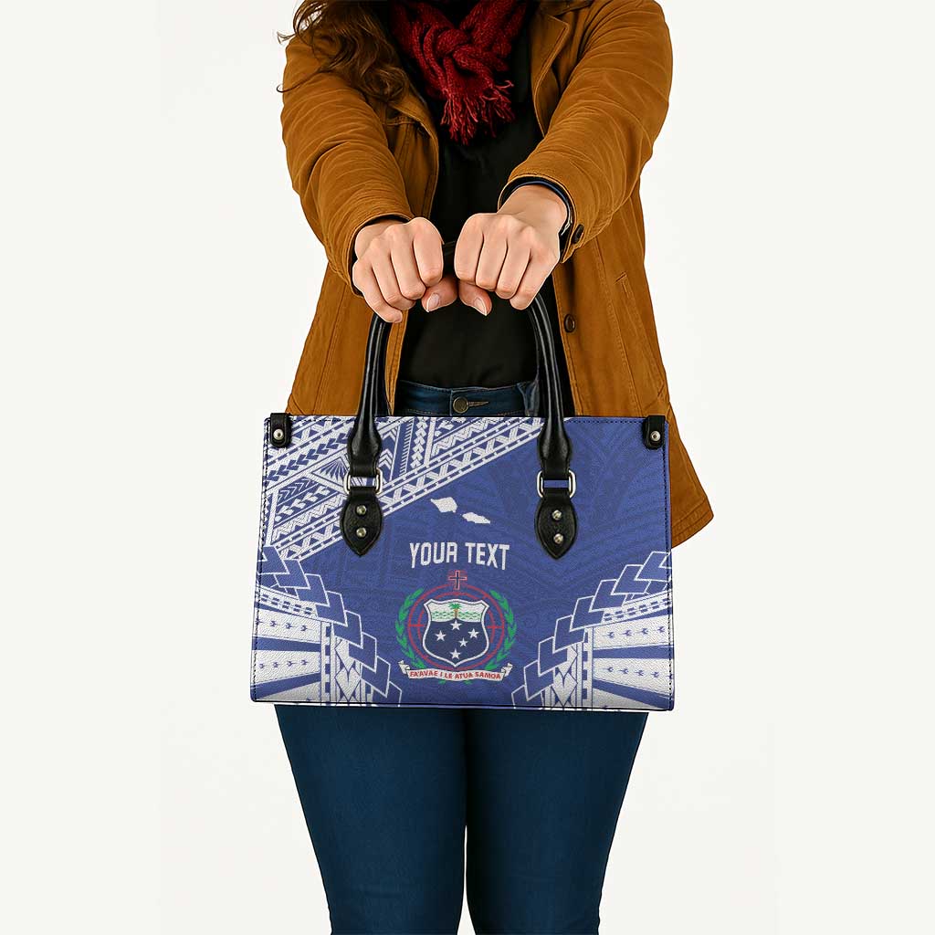 Toa Samoa Rugby Custom Leather Bag Go Champions Pacific Samoan Pattern - Polynesian Pride