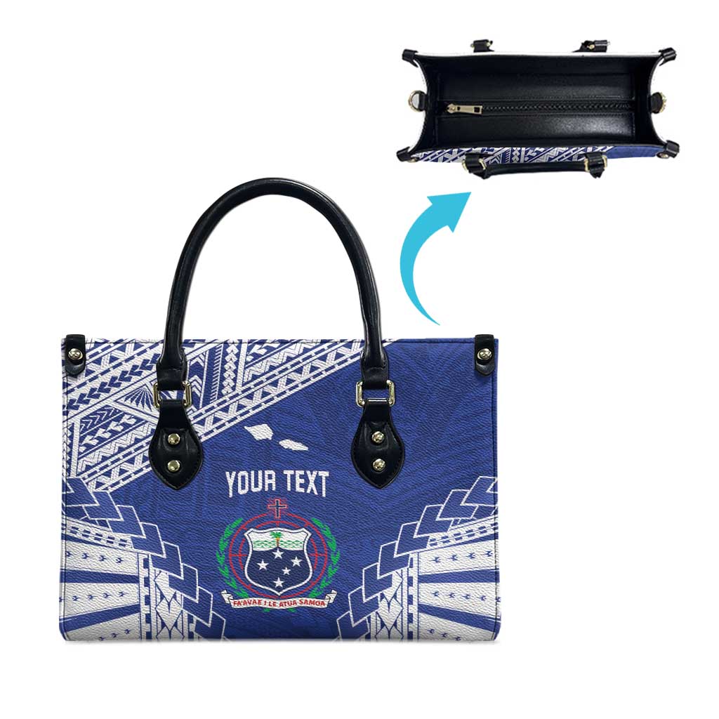 Toa Samoa Rugby Custom Leather Bag Go Champions Pacific Samoan Pattern - Polynesian Pride