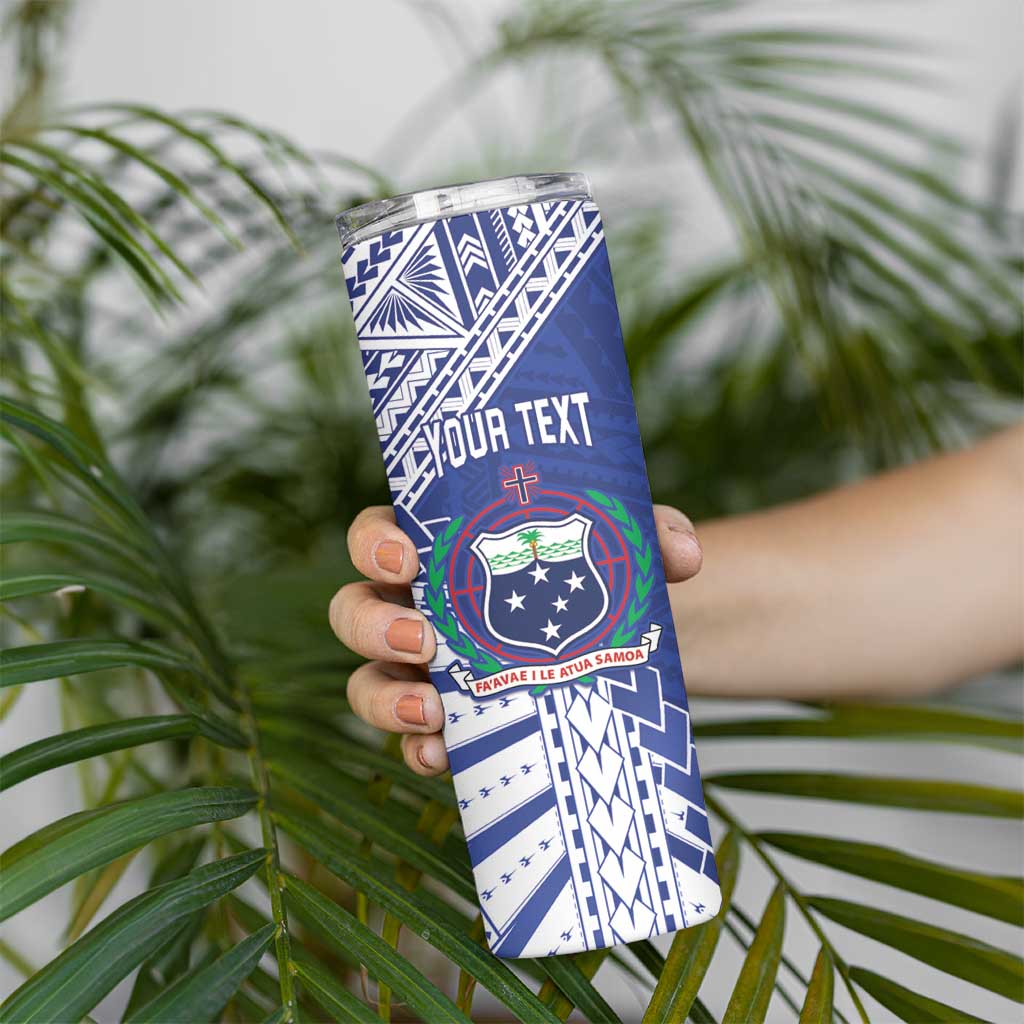 Toa Samoa Rugby Custom Skinny Tumbler Go Champions Pacific Samoan Pattern - Polynesian Pride