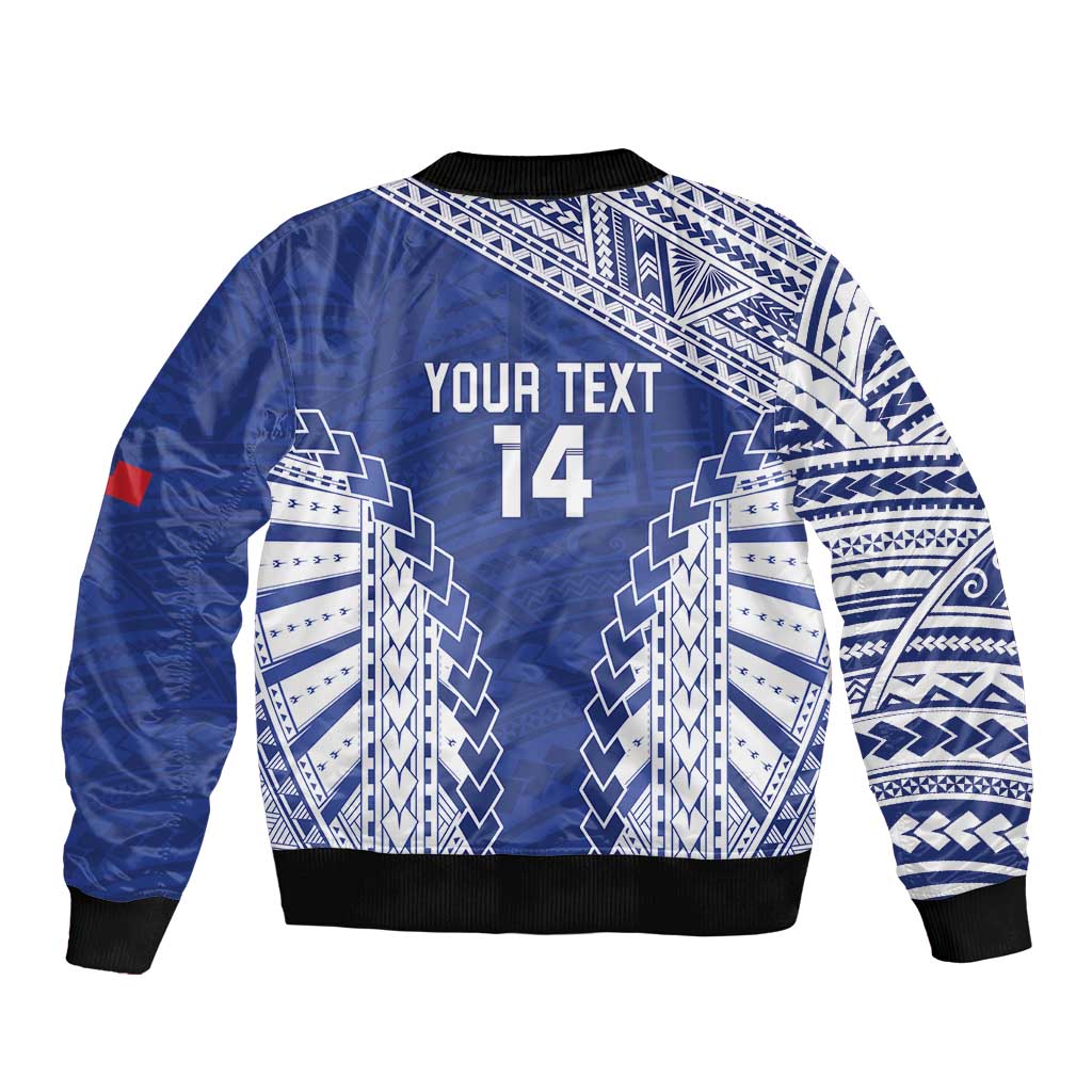 Toa Samoa Rugby Custom Sleeve Zip Bomber Jacket Go Champions Pacific Samoan Pattern - Polynesian Pride