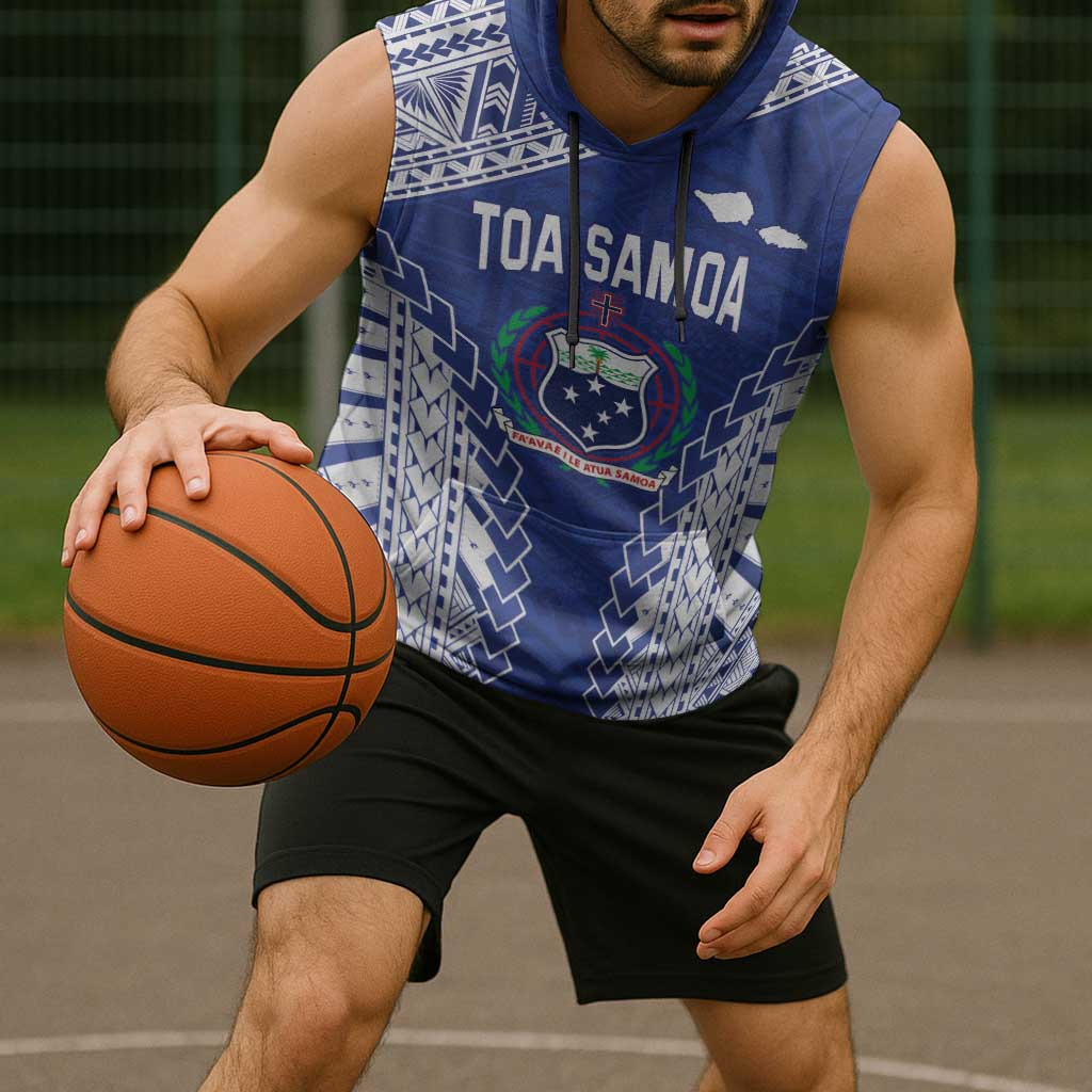 Toa Samoa Rugby Custom Sleeveless Hoodie Go Champions Pacific Samoan Pattern - Polynesian Pride