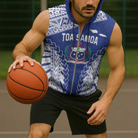 Toa Samoa Rugby Custom Sleeveless Zip Hoodie Go Champions Pacific Samoan Pattern - Polynesian Pride