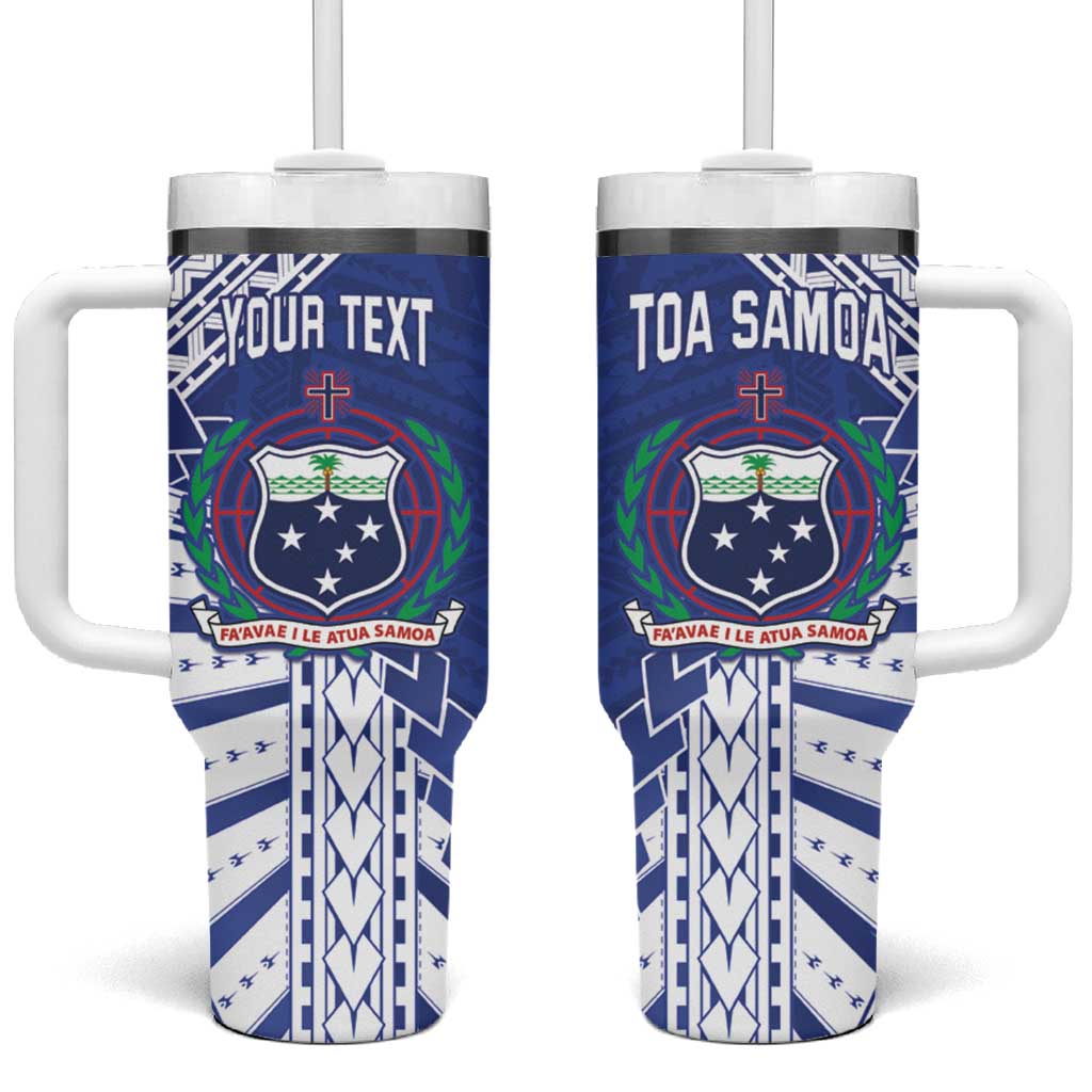 Toa Samoa Rugby Custom Tumbler With Handle Go Champions Pacific Samoan Pattern - Polynesian Pride