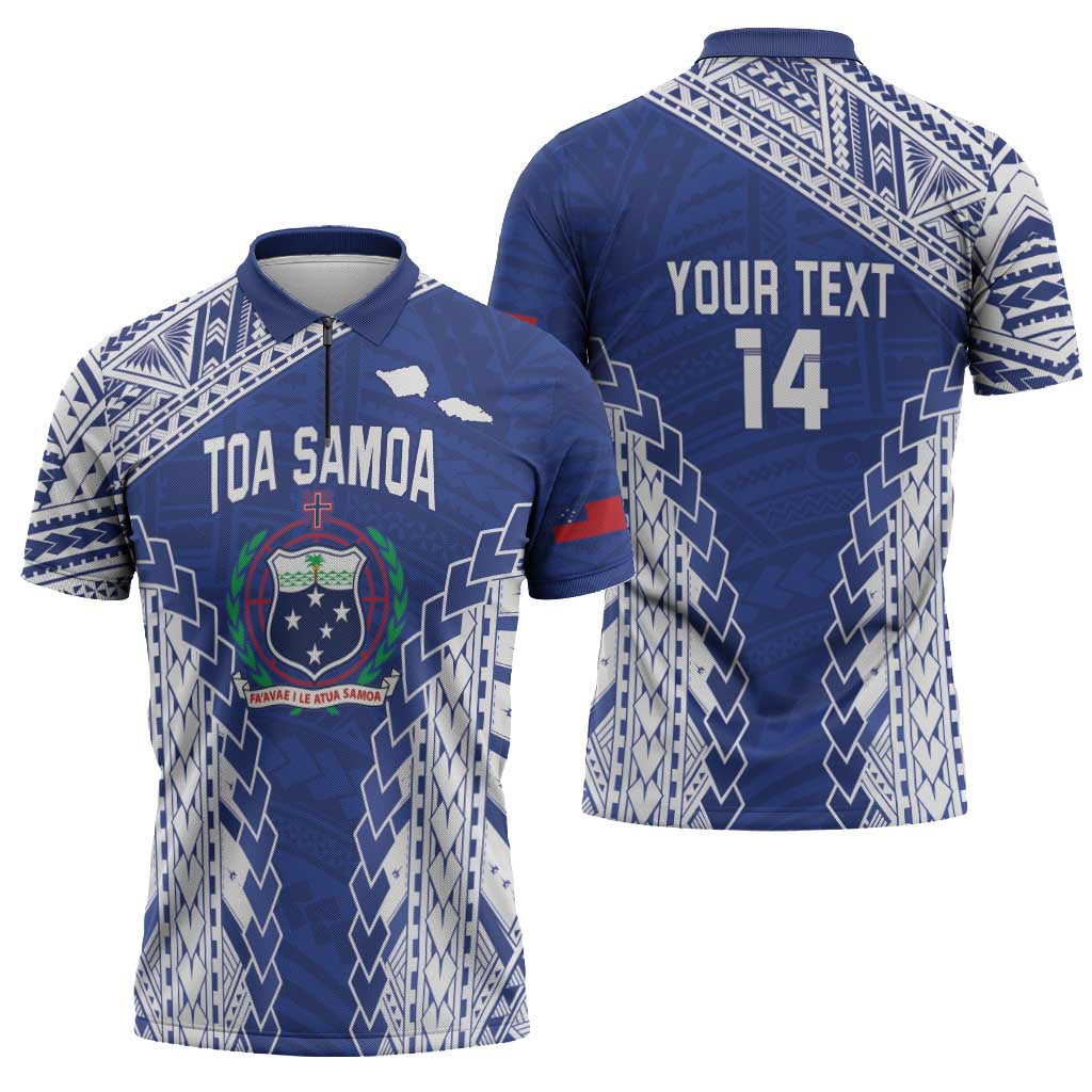 Toa Samoa Rugby Custom Zipper Polo Shirt Go Champions Pacific Samoan Pattern - Polynesian Pride