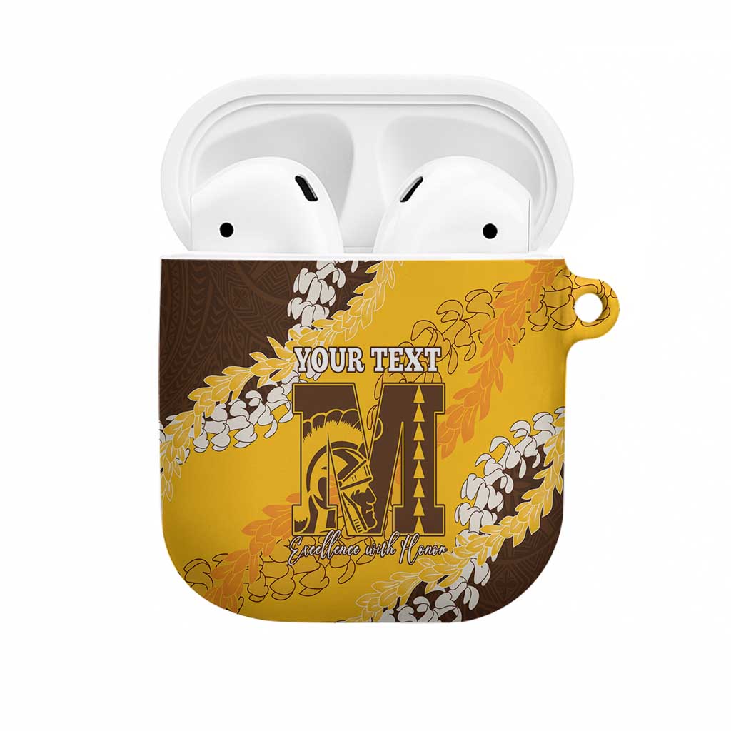 Personalized Mililani Hawaii High School AirPods Case Puakenikeni Lei Hawaiian Pattern - Polynesian Pride