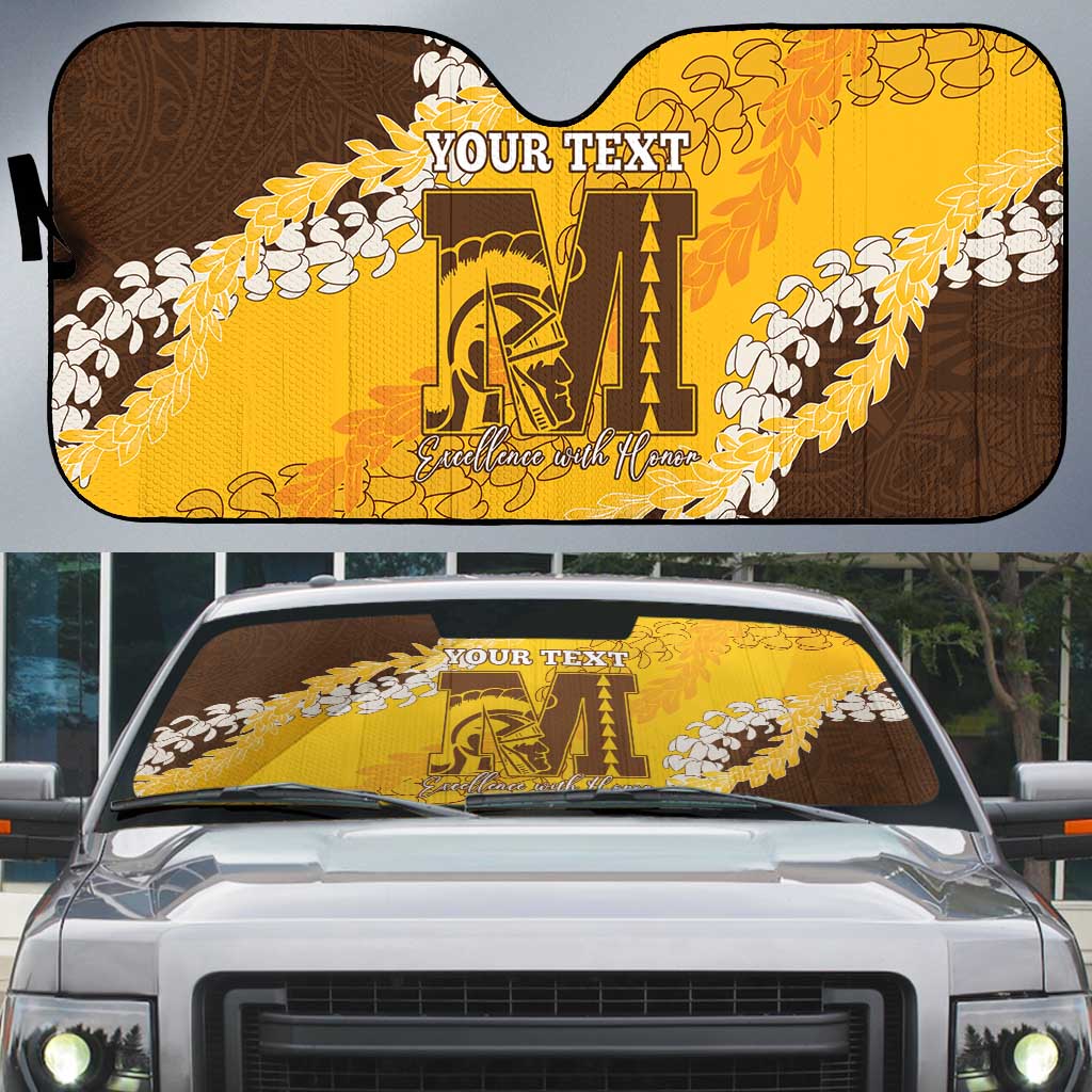 Personalized Mililani Hawaii High School Auto Sun Shade Puakenikeni Lei Hawaiian Pattern - Polynesian Pride