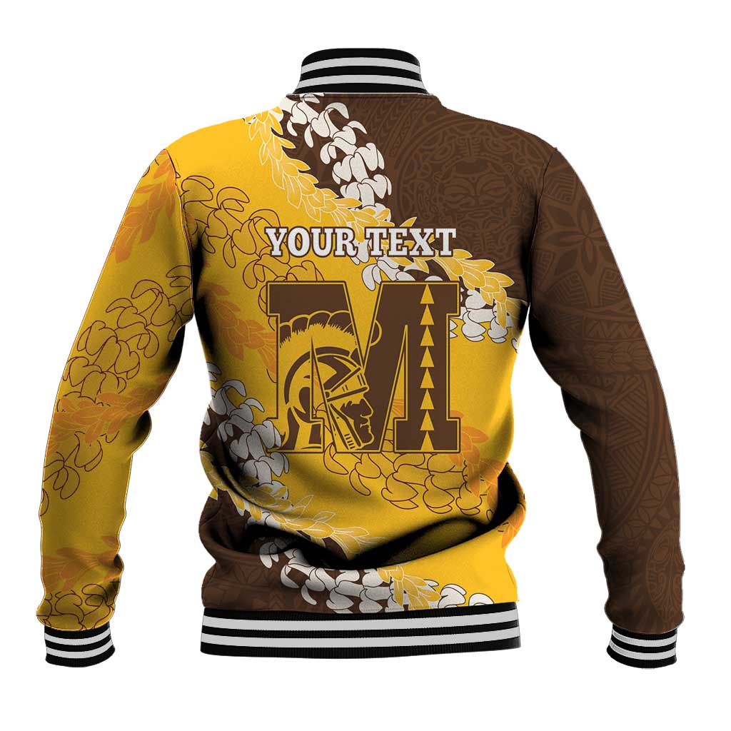 Personalized Mililani Hawaii High School Baseball Jacket Puakenikeni Lei Hawaiian Pattern - Polynesian Pride