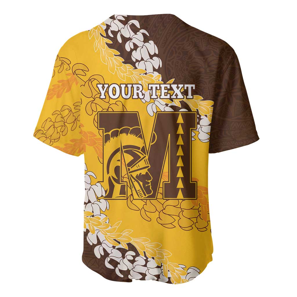 Personalized Mililani Hawaii High School Baseball Jersey Puakenikeni Lei Hawaiian Pattern - Polynesian Pride