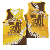Personalized Mililani Hawaii High School Basketball Jersey Puakenikeni Lei Hawaiian Pattern - Polynesian Pride