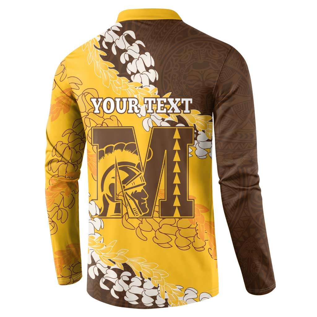 Personalized Mililani Hawaii High School Button Sweatshirt Puakenikeni Lei Hawaiian Pattern - Polynesian Pride