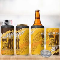 Personalized Mililani Hawaii High School 4 in 1 Can Cooler Tumbler Puakenikeni Lei Hawaiian Pattern - Polynesian Pride