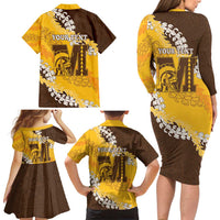 Personalized Mililani Hawaii High School Family Matching Long Sleeve Bodycon Dress and Hawaiian Shirt Puakenikeni Lei Hawaiian Pattern - Polynesian Pride