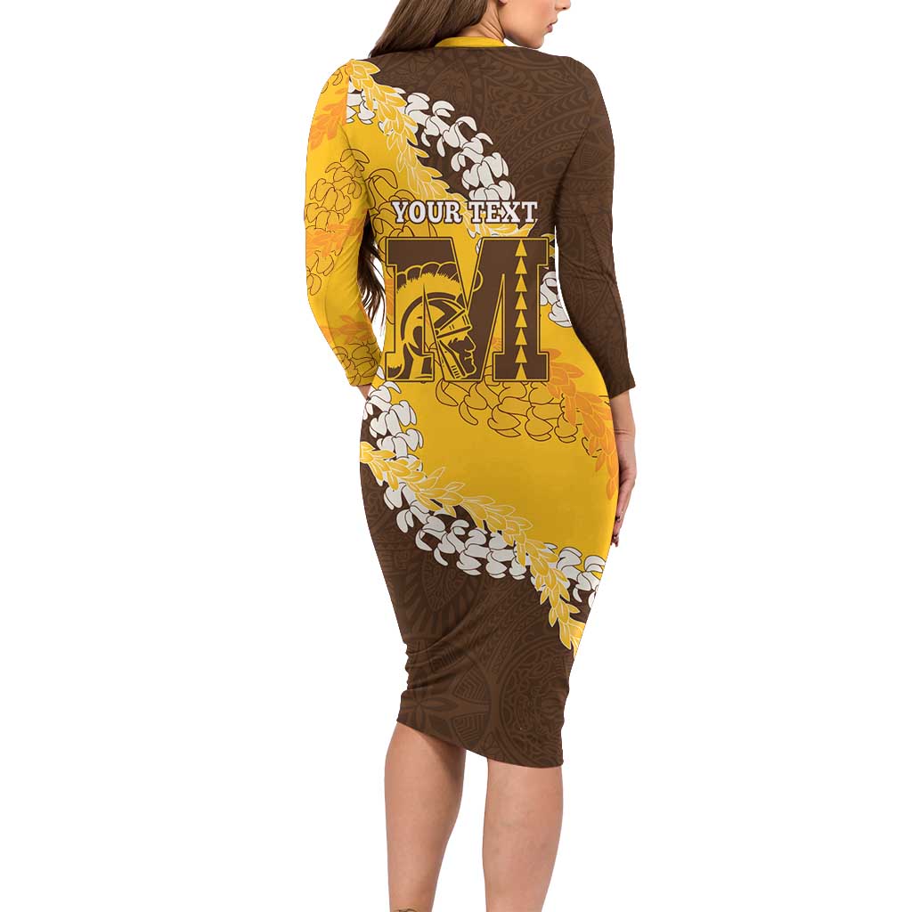Personalized Mililani Hawaii High School Family Matching Long Sleeve Bodycon Dress and Hawaiian Shirt Puakenikeni Lei Hawaiian Pattern - Polynesian Pride