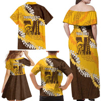 Personalized Mililani Hawaii High School Family Matching Off Shoulder Maxi Dress and Hawaiian Shirt Puakenikeni Lei Hawaiian Pattern LT14 - Polynesian Pride