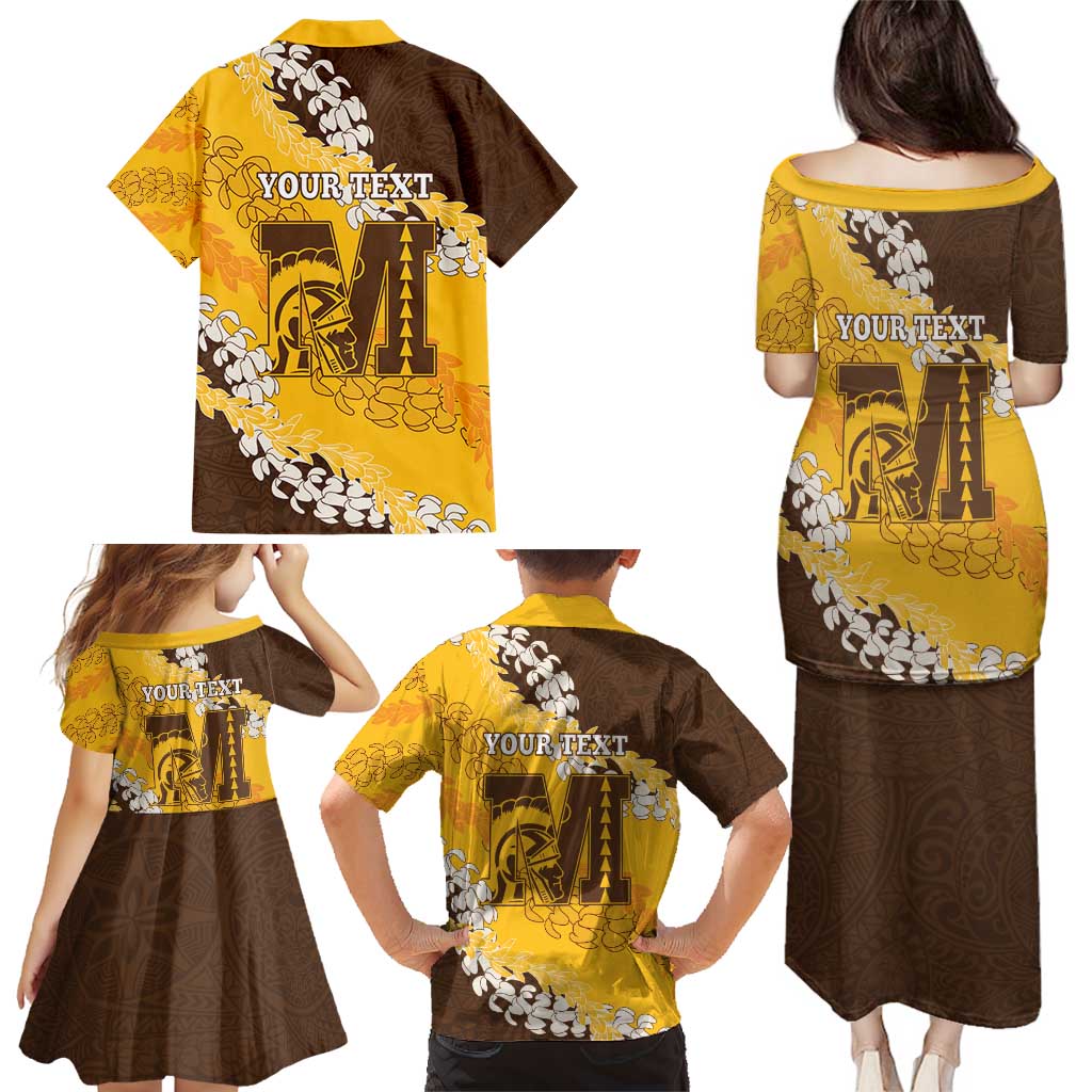 Personalized Mililani Hawaii High School Family Matching Puletasi and Hawaiian Shirt Puakenikeni Lei Hawaiian Pattern - Polynesian Pride