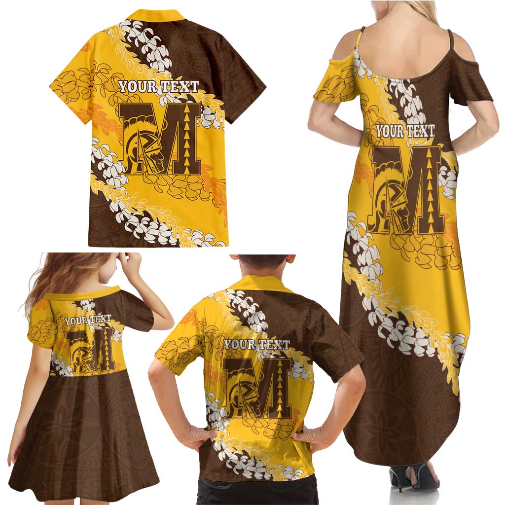 Personalized Mililani Hawaii High School Family Matching Summer Maxi Dress and Hawaiian Shirt Puakenikeni Lei Hawaiian Pattern LT14 - Polynesian Pride