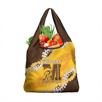 Personalized Mililani Hawaii High School Grocery Bag Puakenikeni Lei Hawaiian Pattern - Polynesian Pride