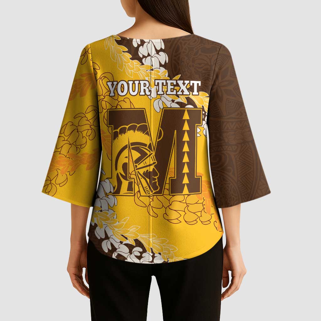 Personalized Mililani Hawaii High School Kimono Sleeve Blouse Puakenikeni Lei Hawaiian Pattern - Polynesian Pride