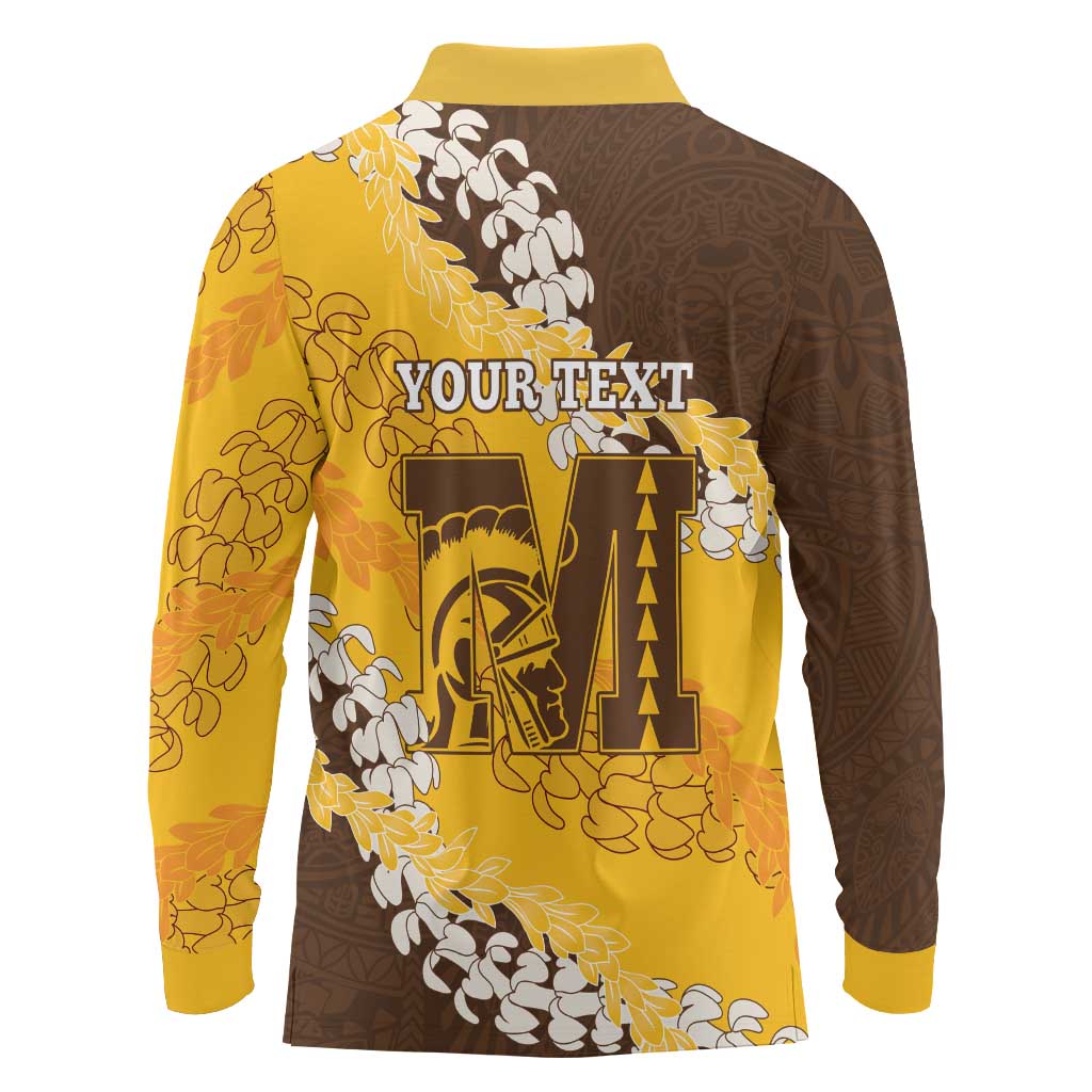 Personalized Mililani Hawaii High School Long Sleeve Polo Shirt Puakenikeni Lei Hawaiian Pattern - Polynesian Pride