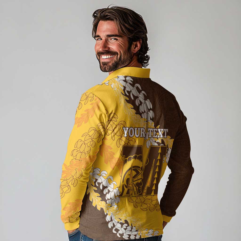 Personalized Mililani Hawaii High School Long Sleeve Polo Shirt Puakenikeni Lei Hawaiian Pattern - Polynesian Pride