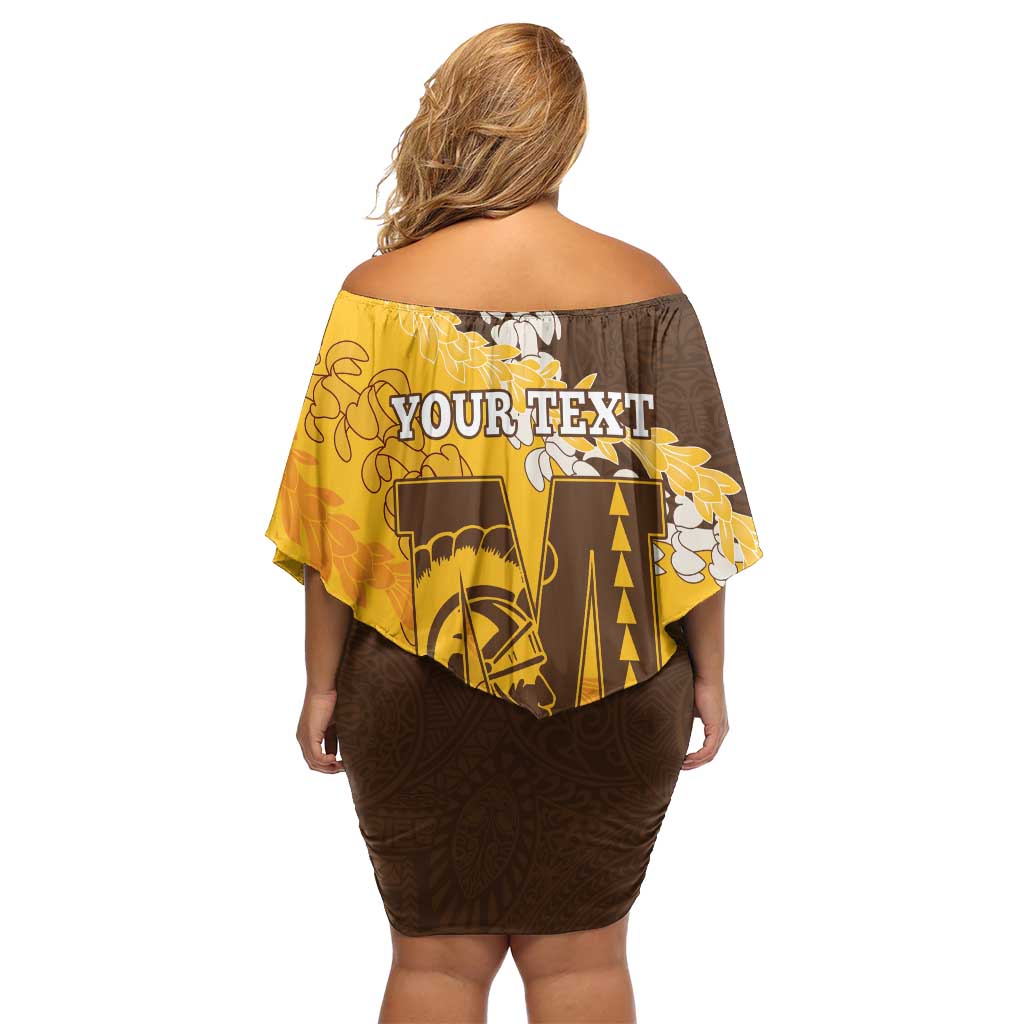 Personalized Mililani Hawaii High School Off Shoulder Short Dress Puakenikeni Lei Hawaiian Pattern - Polynesian Pride