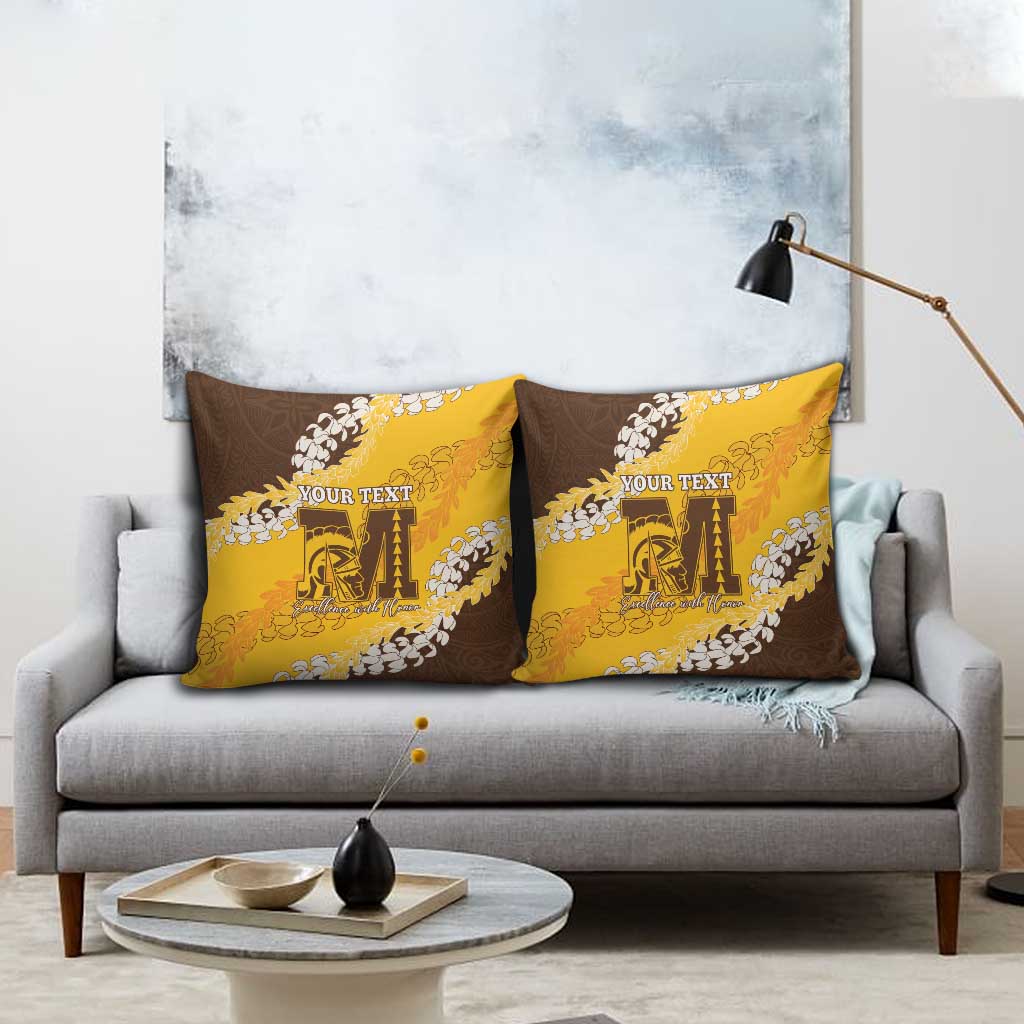 Personalized Mililani Hawaii High School Pillow Cover Puakenikeni Lei Hawaiian Pattern - Polynesian Pride