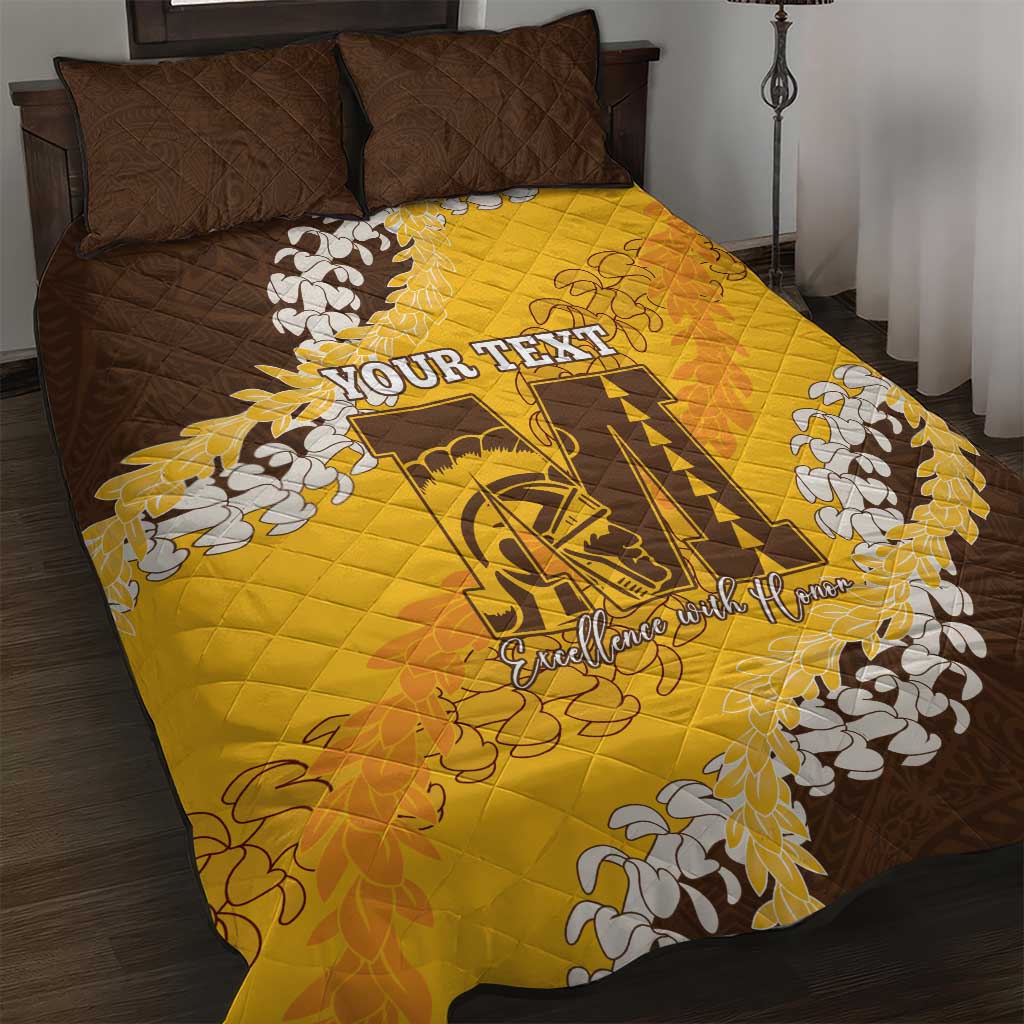 Personalized Mililani Hawaii High School Quilt Bed Set Puakenikeni Lei Hawaiian Pattern - Polynesian Pride
