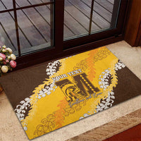 Personalized Mililani Hawaii High School Rubber Doormat Puakenikeni Lei Hawaiian Pattern - Polynesian Pride