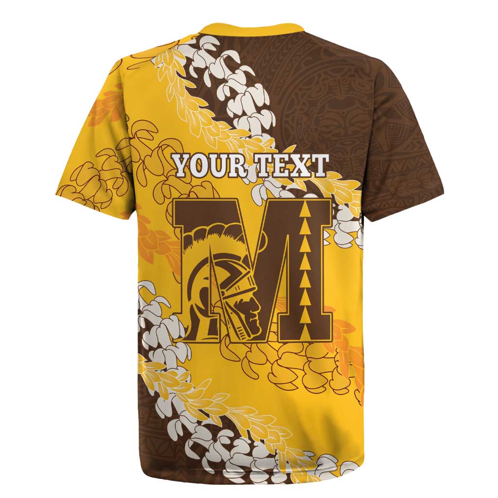 Personalized Mililani Hawaii High School Rugby Jersey Puakenikeni Lei Hawaiian Pattern - Polynesian Pride
