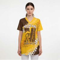 Personalized Mililani Hawaii High School Scrub Top Puakenikeni Lei Hawaiian Pattern - Polynesian Pride