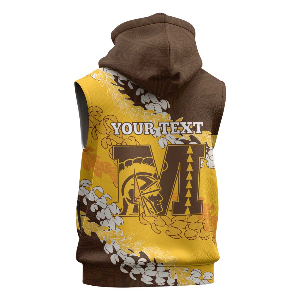 Personalized Mililani Hawaii High School Sleeveless Zip Hoodie Puakenikeni Lei Hawaiian Pattern - Polynesian Pride