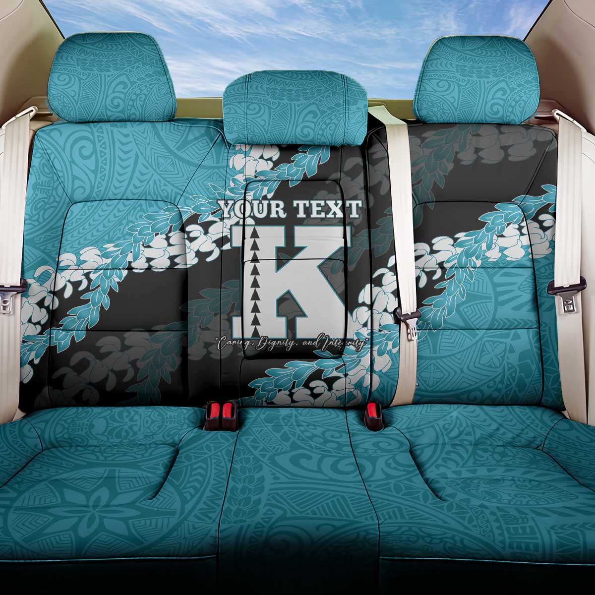 Personalized Kapolei Hawaii High School Back Car Seat Cover Puakenikeni Lei Hawaiian Pattern - Polynesian Pride