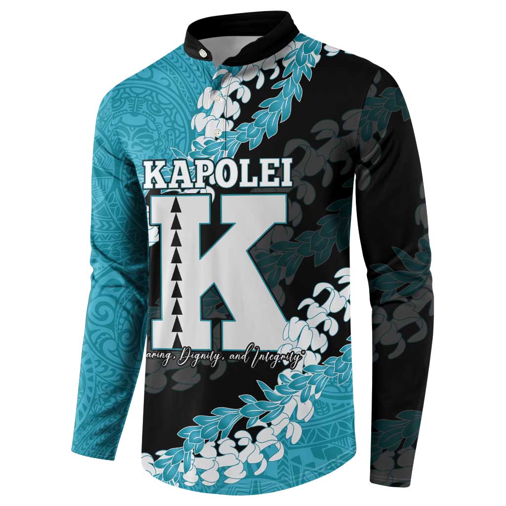 Personalized Kapolei Hawaii High School Button Sweatshirt Puakenikeni Lei Hawaiian Pattern - Polynesian Pride