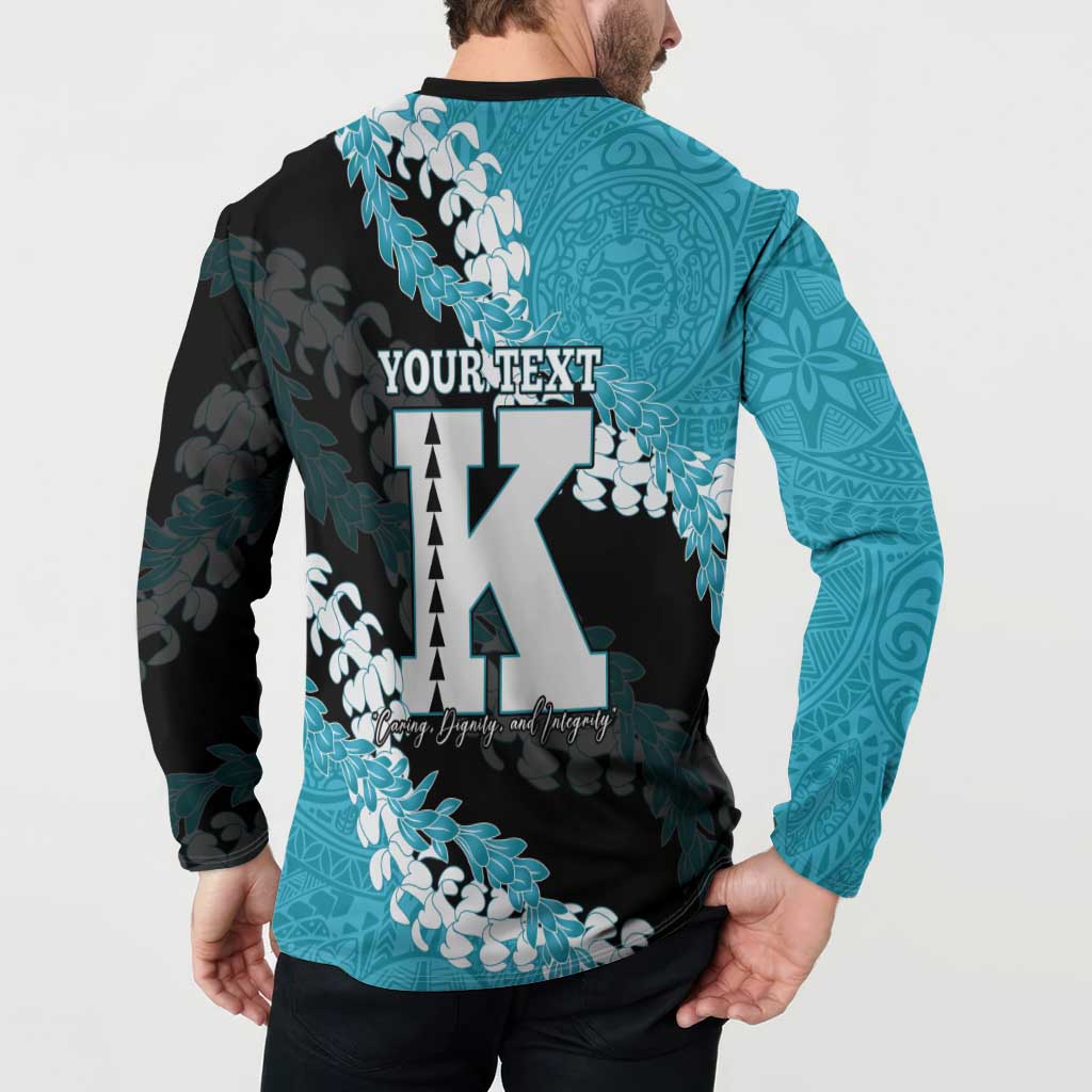 Personalized Kapolei Hawaii High School Button Sweatshirt Puakenikeni Lei Hawaiian Pattern - Polynesian Pride