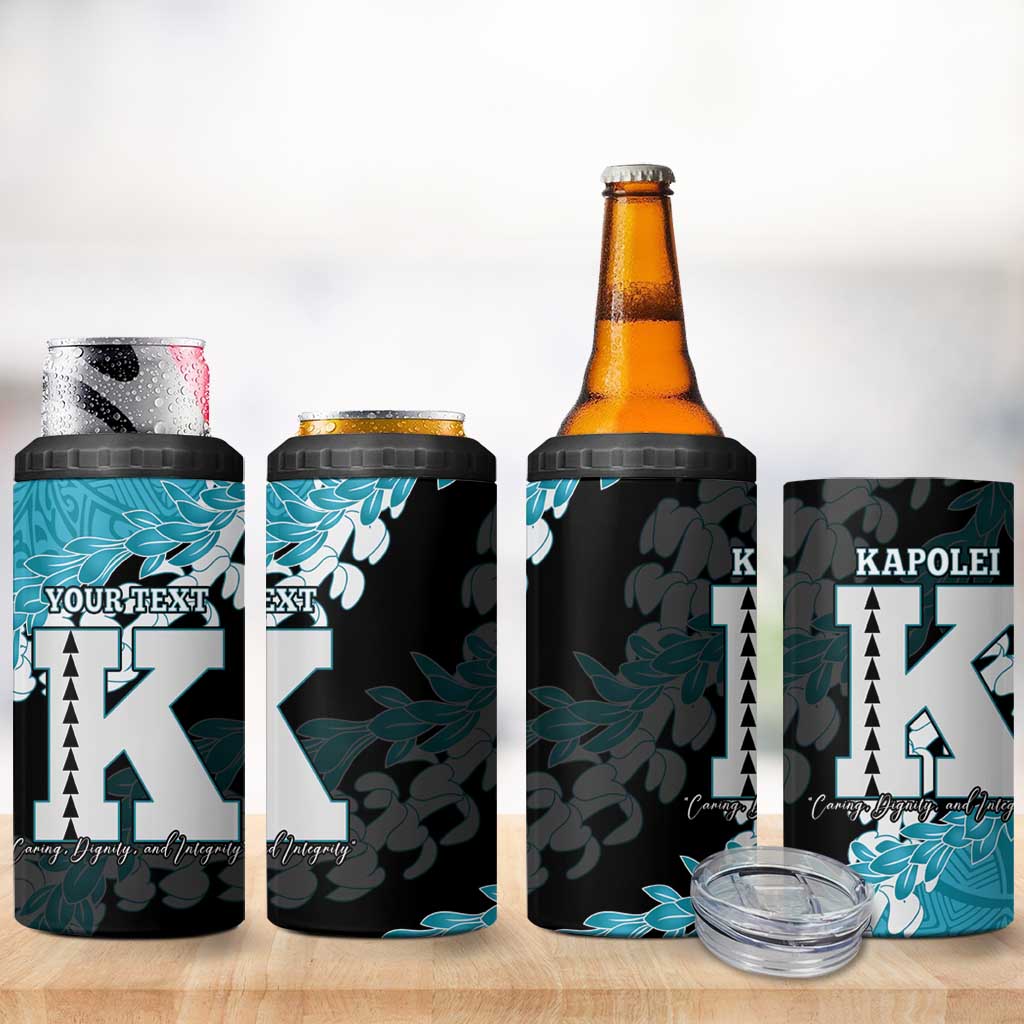 Personalized Kapolei Hawaii High School 4 in 1 Can Cooler Tumbler Puakenikeni Lei Hawaiian Pattern - Polynesian Pride
