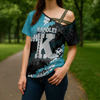 Personalized Kapolei Hawaii High School Cross Shoulder Shirt Puakenikeni Lei Hawaiian Pattern - Polynesian Pride