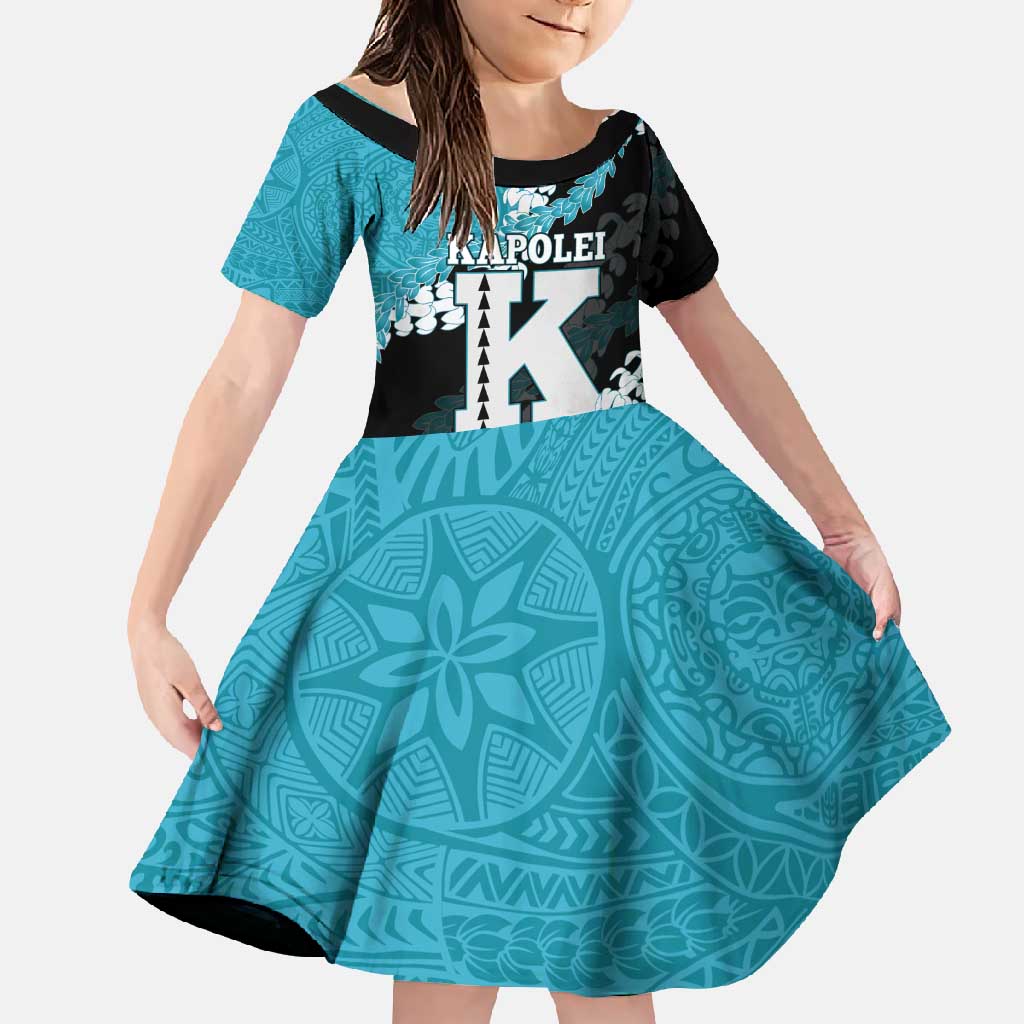 Personalized Kapolei Hawaii High School Family Matching Off Shoulder Maxi Dress and Hawaiian Shirt Puakenikeni Lei Hawaiian Pattern - Polynesian Pride