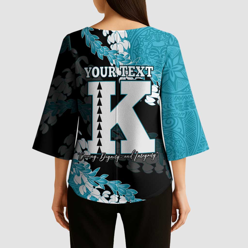 Personalized Kapolei Hawaii High School Kimono Sleeve Blouse Puakenikeni Lei Hawaiian Pattern - Polynesian Pride