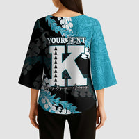 Personalized Kapolei Hawaii High School Kimono Sleeve Blouse Puakenikeni Lei Hawaiian Pattern - Polynesian Pride
