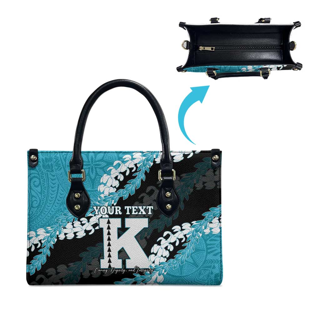Personalized Kapolei Hawaii High School Leather Bag Puakenikeni Lei Hawaiian Pattern - Polynesian Pride