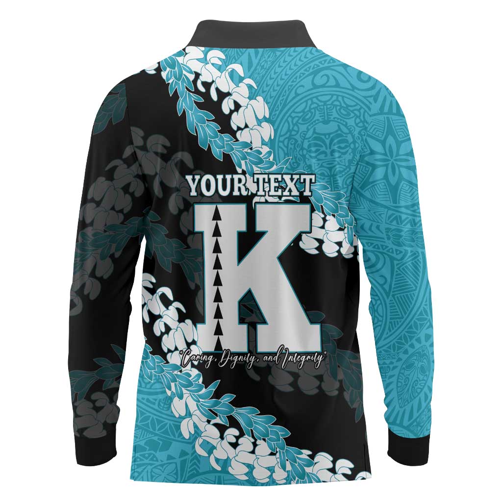 Personalized Kapolei Hawaii High School Long Sleeve Polo Shirt Puakenikeni Lei Hawaiian Pattern - Polynesian Pride