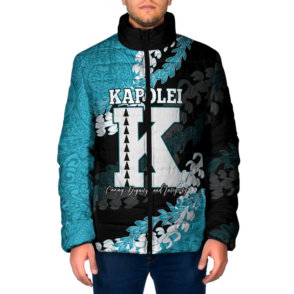 Personalized Kapolei Hawaii High School Padded Jacket Puakenikeni Lei Hawaiian Pattern - Polynesian Pride