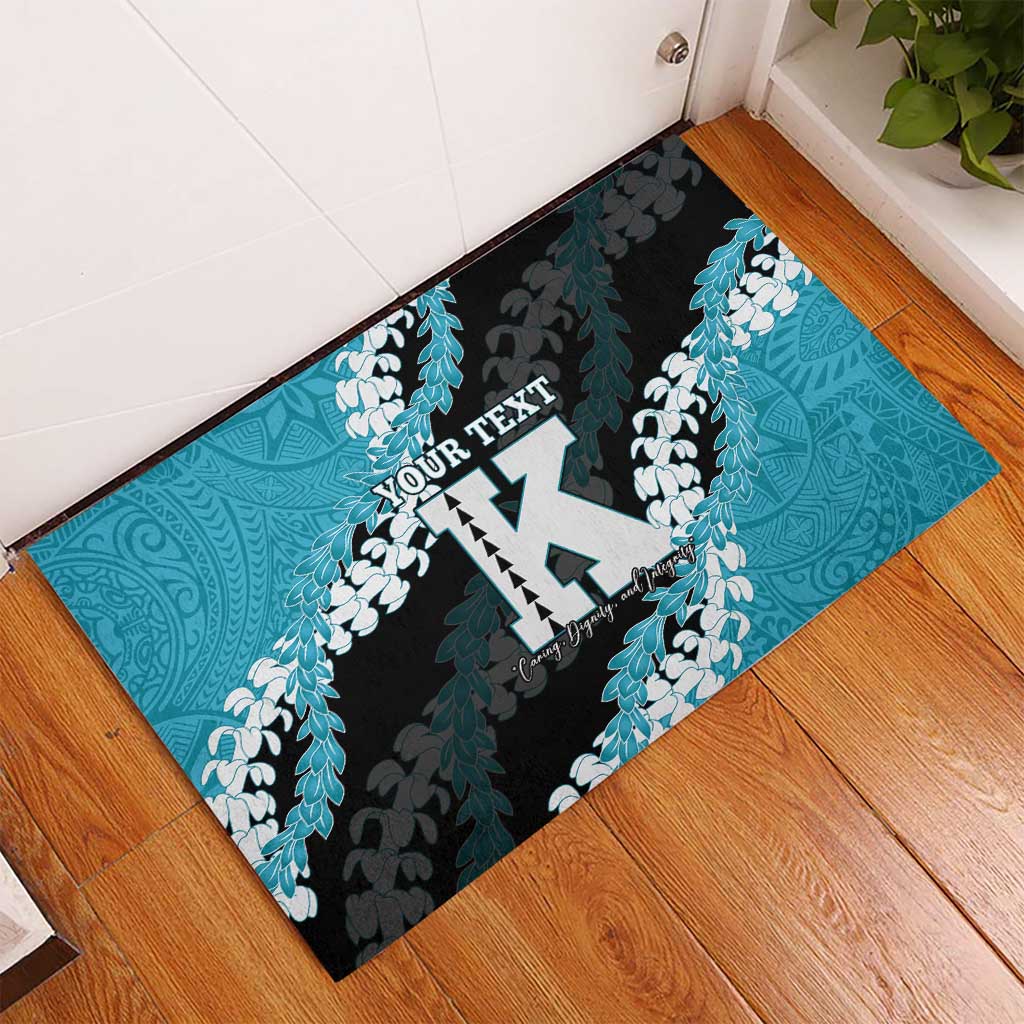 Personalized Kapolei Hawaii High School Rubber Doormat Puakenikeni Lei Hawaiian Pattern - Polynesian Pride