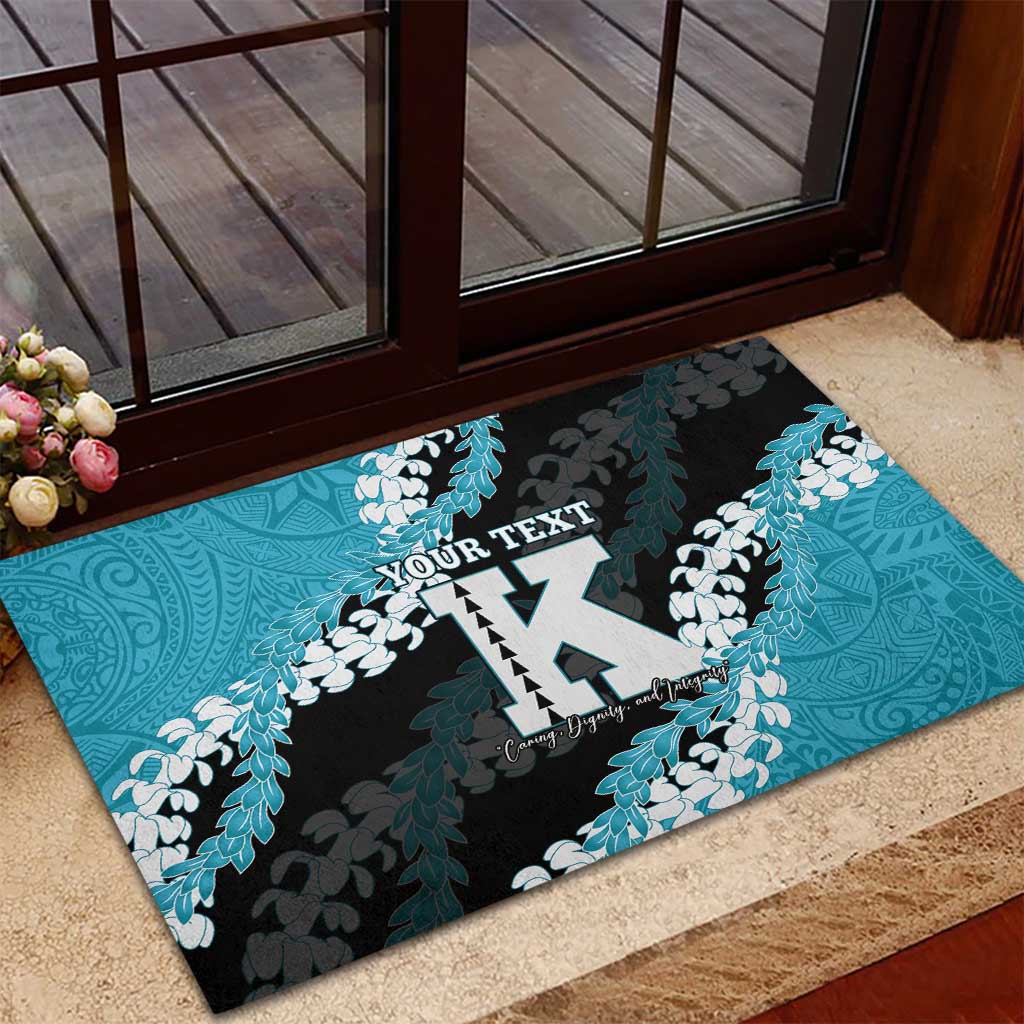 Personalized Kapolei Hawaii High School Rubber Doormat Puakenikeni Lei Hawaiian Pattern - Polynesian Pride