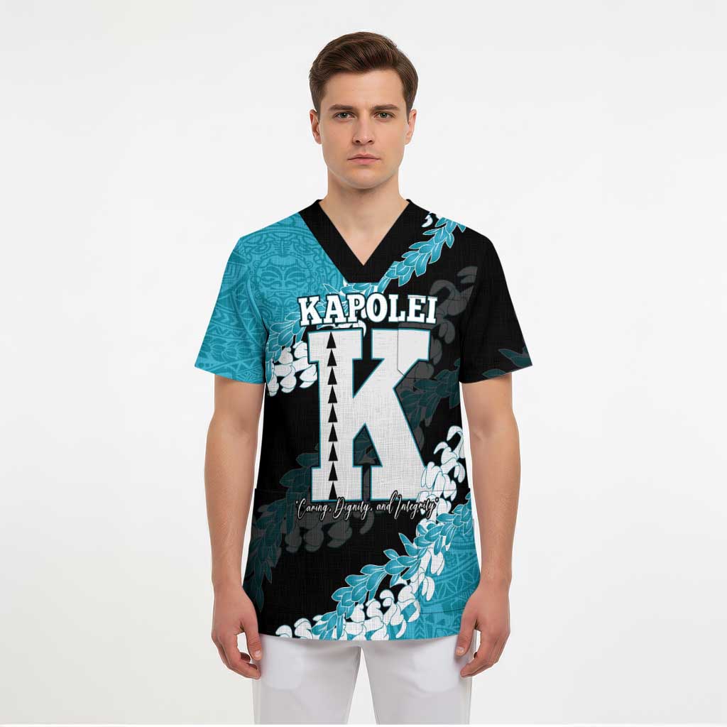 Personalized Kapolei Hawaii High School Scrub Top Puakenikeni Lei Hawaiian Pattern - Polynesian Pride
