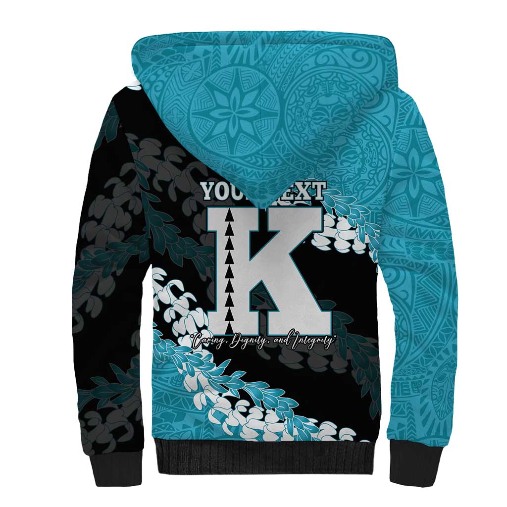 Personalized Kapolei Hawaii High School Sherpa Hoodie Puakenikeni Lei Hawaiian Pattern - Polynesian Pride