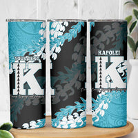 Personalized Kapolei Hawaii High School Skinny Tumbler Puakenikeni Lei Hawaiian Pattern - Polynesian Pride