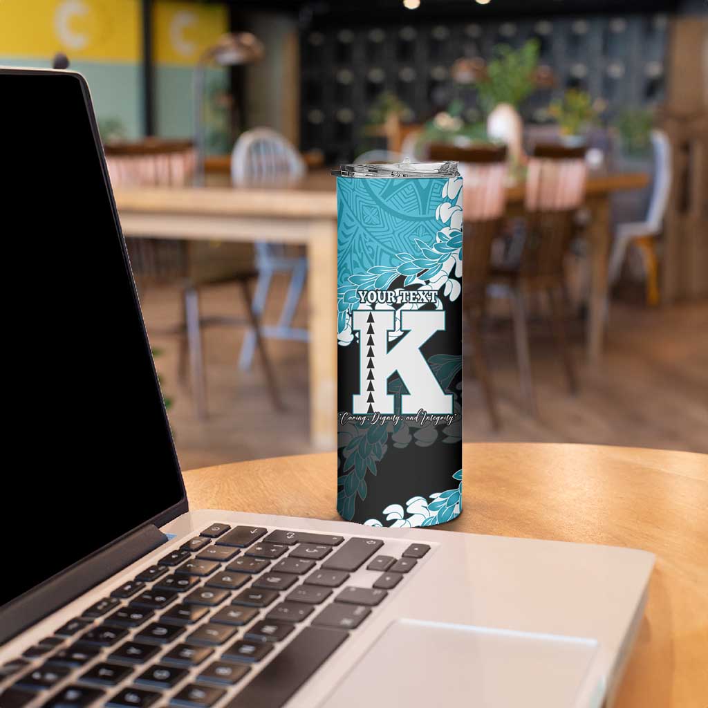Personalized Kapolei Hawaii High School Skinny Tumbler Puakenikeni Lei Hawaiian Pattern - Polynesian Pride