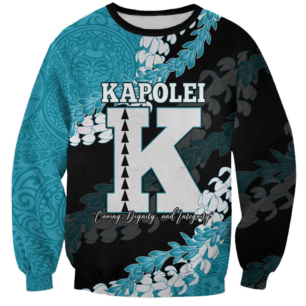 Personalized Kapolei Hawaii High School Sweatshirt Puakenikeni Lei Hawaiian Pattern - Polynesian Pride